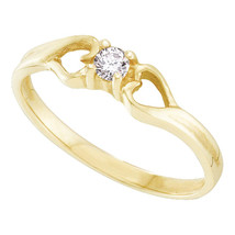 10kt Yellow Gold Womens Round Diamond Solitaire Heart Promise Bridal Ring - £143.05 GBP