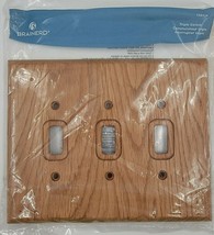 Brainerd Medium Oak Wood 3-Gang Toggle Decorative Outlet Switch Wall Plate - £7.81 GBP