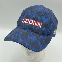 Adidas UConn Huskies Black Blue Abstract Print Hook N Loop Adjustable Hat Cap - £19.82 GBP