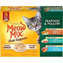 Meow Mix 12 Cups Paté &amp; Shreds Wet Cat Food Variety Pack, Seafood &amp; Poultry - $16.73 CAD