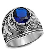 US Air Force Stainless Steel Blue Crystal Mens Ring TK316 - $25.87 CAD