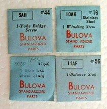 Bulova NOS Parts Lot of 4 - 5AH #44 Yoke Brige Screw 11AF Balance Staff #56 - $19.84