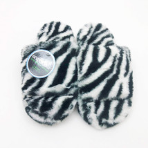 Snoozies Women&#39;s Black &amp; White Zebra Stripe Slide Slippers Medium 7/8 - £10.27 GBP