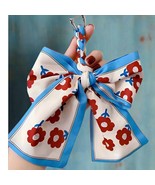 Coquette Blue Floral Scarf Bow Purse Charm - $272.41 MXN