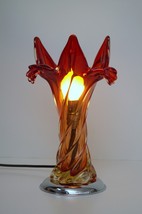 Country Home Table Lamp &quot; Red Blossom &quot; Lamp Lead Glass Unique Collector - $224.02