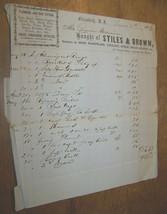 1852 ANTIQUE STILES &amp; BROWN IRON HARDWARE CUTLERY STOVES BILLHEAD ELIZAB... - $9.89