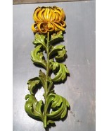 Vintage 1966 Dart Ind Floral Wall Hanging Green Yellow Chrysanthemum USA... - £25.36 GBP