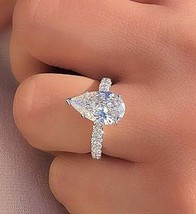 Pear Cut 2.35Ct Simulated Diamond Engagement Ring 14k White Gold Finish Size 6.5 - $136.27