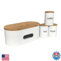 SOTECH Extra Large Bread Box Metal Bin Bamboo Lid Window Modern Food Sto... - $94.61