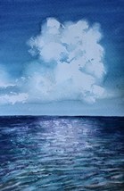Seascape Landscape Watercolor Painting Original Sea Sky Nature Sea Bech Drawing  - £35.92 GBP