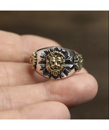 925 Silver Plated Lion Head Ring for Men Women,Punk Hip Hop Ring - €10,41 EUR