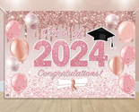 Pink Graduation Decorations Class of 2024, Pink Rose Gold Graduation Bac... - $25.51