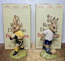 Royal Doulton Bunnykins Goalkeeper &amp; Footballer Figurines DB120 DB121 LE... - £750.88 GBP