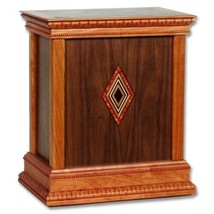 Large/Adult 225 Cubic Inch Walnut Diamond Handcrafted Wood Funeral Cremation Urn - $399.99