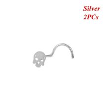 Charming Jewelry Thin Surgical Steel Screw Stud Skull Head Nostril Hoop Nose Rin - £6.93 GBP+
