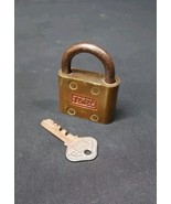 Vintage Old Jewel Brass Padlock Lock and 1 Key Works - $227.41 MXN