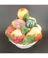1960s Italian Ceramic Porcelain Fruit Bowl Basket By Majolica Centerpiece - $48.00