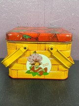 Strawberry Shortcake Tin Picnic Basket Pail 980 Cheinco Vintage 1980s - $9.89