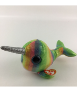 Ty Beanie Boos Nori Plush Bean Bag Stuffed Toy Rainbow Sparkle Narwhal w... - $18.88 CAD
