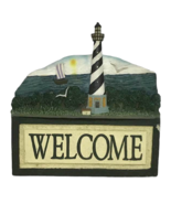 Welcome Sign Lighthouse Beach Plague Relief Seagull Ocean Lake Hanging R... - $281.78 MXN