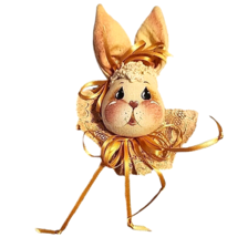 Handcrafted Cloth Bunny Rabbit with Painted Face Make Into Pin or Ornament - £14.59 GBP