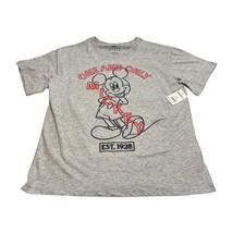 Disney T-Shirt Women&#39;s XL Heather Gray Cotton Mickey Mouse Printed Embro... - £15.17 GBP