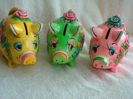 Three &quot;HOLIDAY FAIR&quot;  Piggy Banks - $25.00