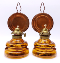 Vintage Miniature Amber Glass Patio Lamps Lantern Made in Japan Lot x2 - $200.50 MXN