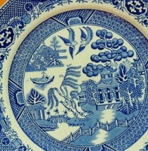 W Adams and Sons Staffordshire Blue Willow Plate 9&quot; Warranted Tunstall E... - $10.79