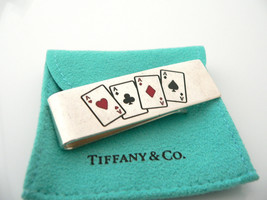 Tiffany &amp; Co Poker Aces Cards Heart Lucky Money Clip Holder Man Cool Gift Pouch - £597.91 GBP