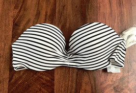 New Hollister Halter Removable Black White Striped Bandeau Bikini Top 32A - £13.36 GBP