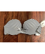 New Hollister Halter Removable Black White Striped Bandeau Bikini Top 32A - £13.36 GBP