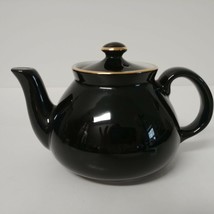 Vintage Hall Black and White Tea Pot w/ Gold Trim Single Serve - £43.57 GBP