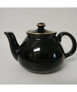 Vintage Hall Black and White Tea Pot w/ Gold Trim Single Serve - £43.78 GBP