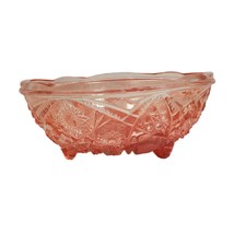 Imperial Nucut Pink Glass, Star &amp; Fan Pattern 7&quot; Footed Bowl Candy Dish Nut - £13.42 GBP