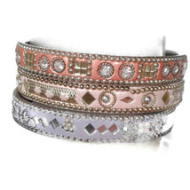 Embellished Bangle bracelets set of 3 Mirrors Beads Girls - £7.05 GBP