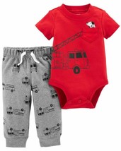 Carter&#39;s Toddler Boys 2pc Firetruck Bodysuit and Pants Set Size 24M NWT - £11.19 GBP