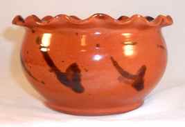Breininger Pottery Sample Redware Deep Ruffle Bowl Tobacco Spit Décor By... - £93.18 GBP