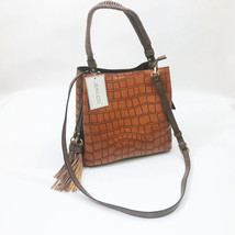 Jen &amp; Co.  Olivia Croc Hobo Brown Vegan Leather Crossbody Handle Bag 12x11x7 in - £43.51 GBP