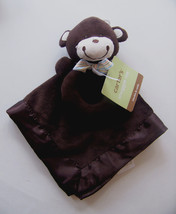 Carters Brown Monkey Round Rattle Lovey Security Blanket Velour Satin Trim - £16.90 GBP