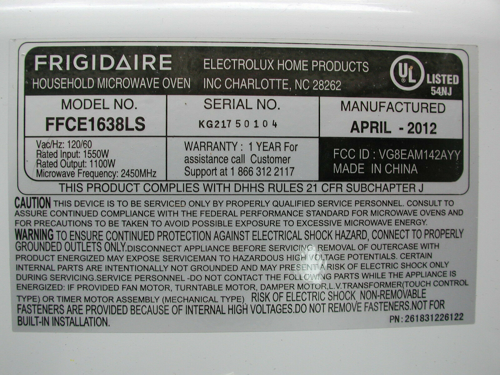 Frigidaire Microwave FFCE1638LS Wiring Harness - $27.77