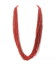 Beaded Multi-Strand 32&quot; Necklace Red Glass Seed Beads Vintage Native American - £103.02 GBP