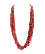 Beaded Multi-Strand 32&quot; Necklace Red Glass Seed Beads Vintage Native Ame... - $130.00