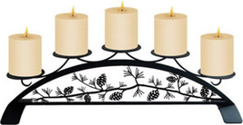 Wrought Iron Table Top Pillar Candle Holder Pinecone Pattern Holds 5 Candles - $48.37