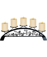 Wrought Iron Table Top Pillar Candle Holder Pinecone Pattern Holds 5 Can... - $48.37