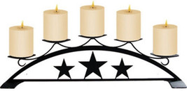 Wrought Iron Table Top Pillar Candle Holder Star Pattern Holds 5 Candles Decor - £38.09 GBP