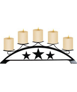 Wrought Iron Table Top Pillar Candle Holder Star Pattern Holds 5 Candles... - $48.37