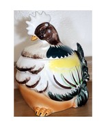 MCM Ceramic Bantam Chicken Rooster Cookie Jar Pretty Colors Some Repairs... - $17.97