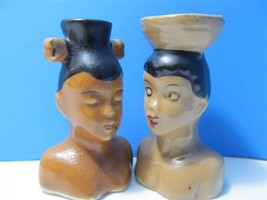 Vintage Native African Nubian Boy Girl Salt &amp; Pepper Shakers Japan - £11.70 GBP