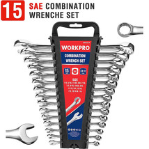WORKPRO SAE Combination Wrench Set 15 PCS Mechanic Standard from 1/4&quot; to 1&quot; - £52.11 GBP